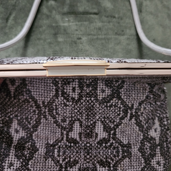 Chic Monochrome Snakeskin Clutch - Picture 2 of 5